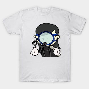 Ordinary Scuba Diving man with circular mask, Minimal cartoon, plain cute design T-Shirt